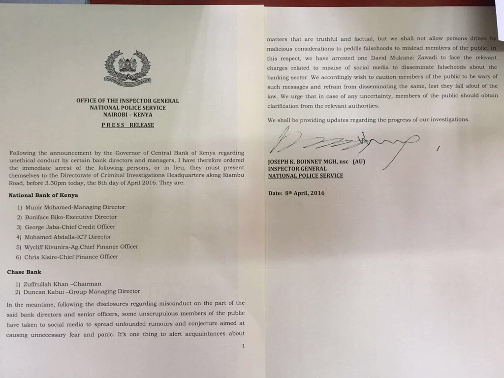Inspector General of Police Statement
